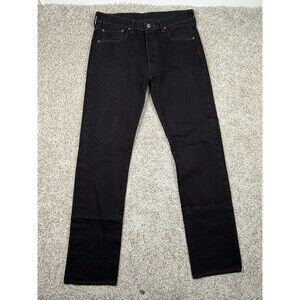 Levi's 501 Jeans Mens W33 L34 Black Denim Button Fly Straight Leg 100% Cotton